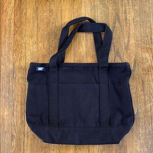 Lands' End Classic Black Tote Bag Durable Canvas